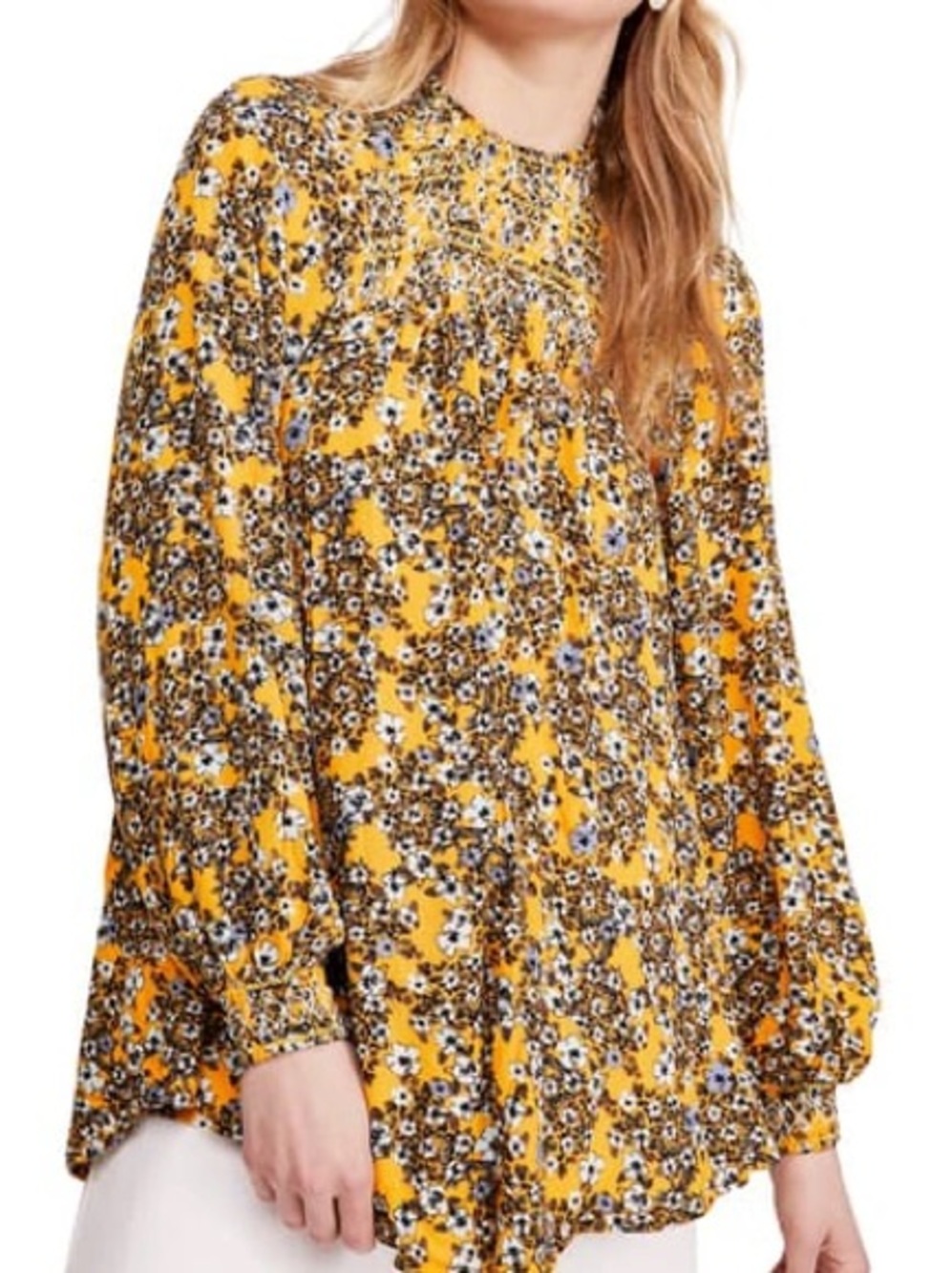 Free People "Flowers In Her Hair" Tunic Long Sleeve Top - Size Medium